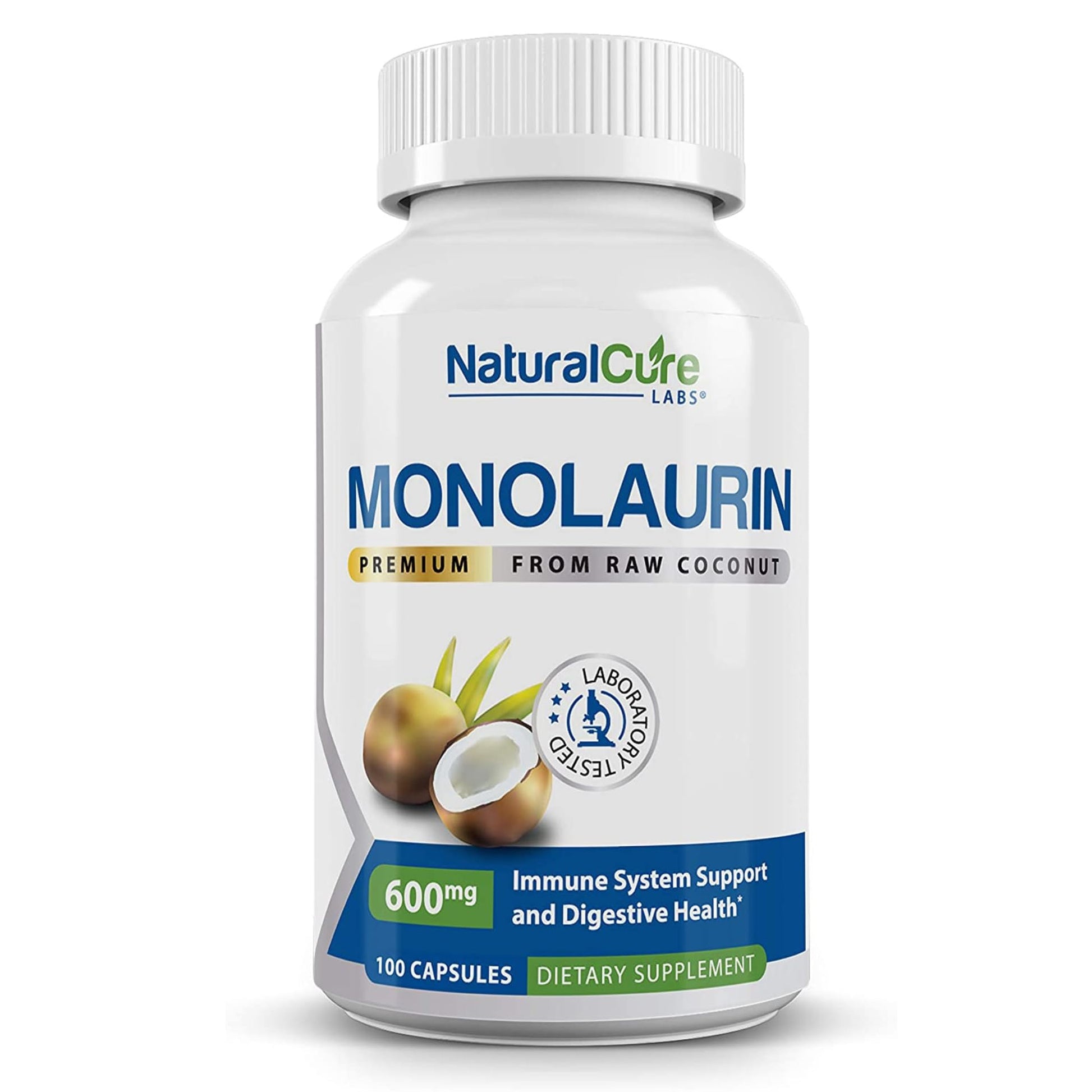 Natural Cure Labs Monolaurin 600mg Capsules, 100 Capsules