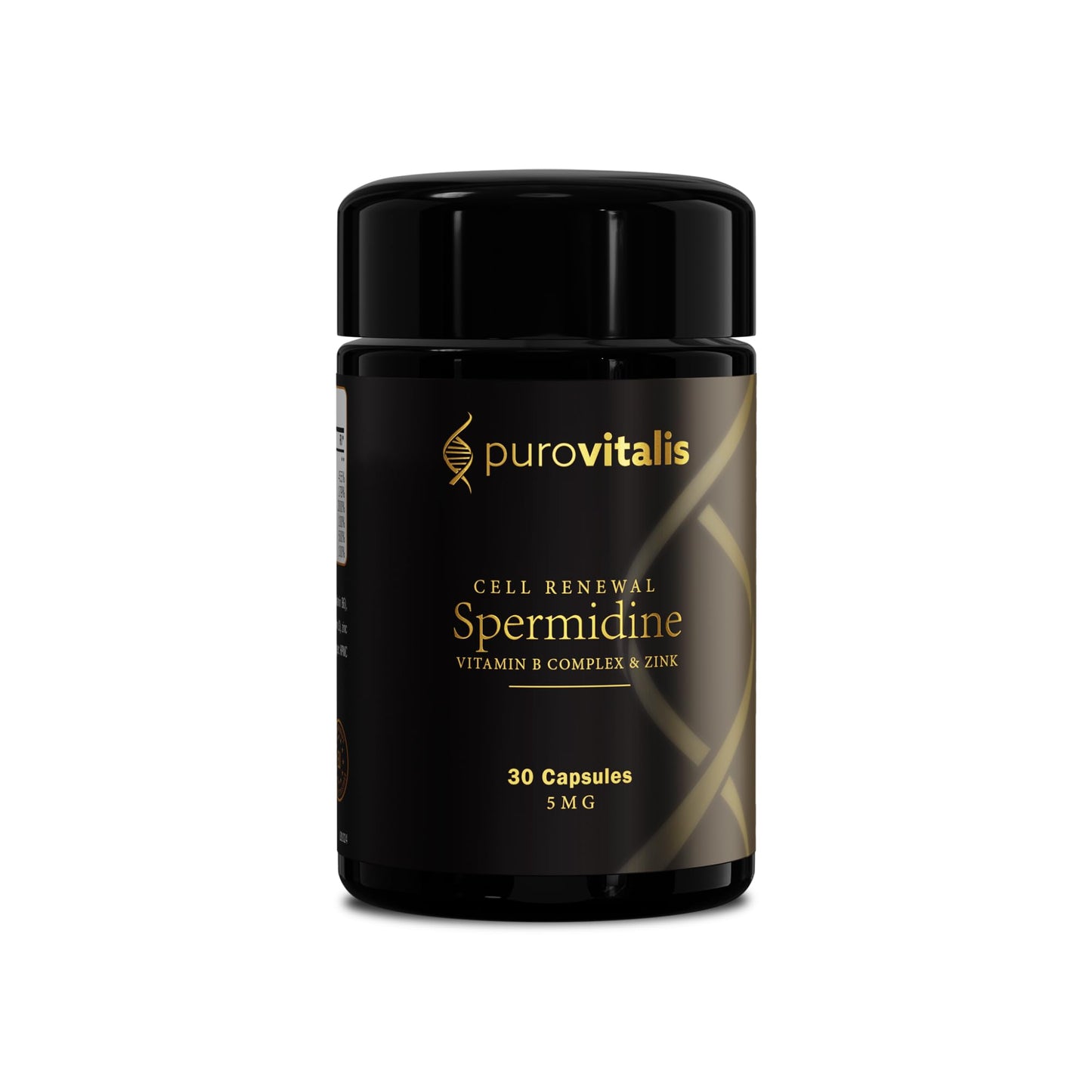 PUROVITALIS Liposomal Spermidine 5mg with Zinc, Vitamin D3 & B12, Cell Renewal & Anti-ageing Supplement, 30 Capsules
