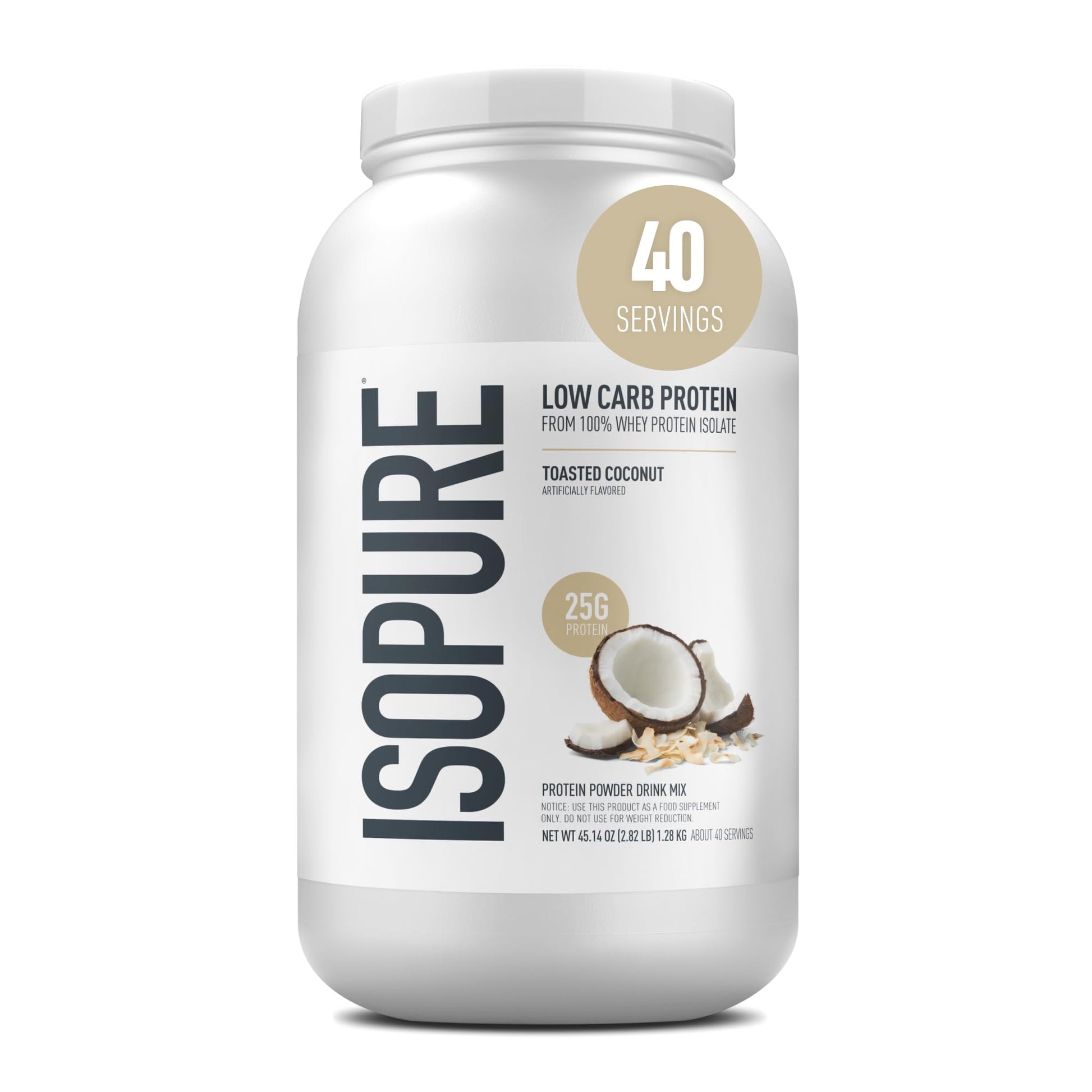 Isopure Low Carb 100% Pure Whey Isolate Protein Powder, Toasted Coconut, 48 Servings