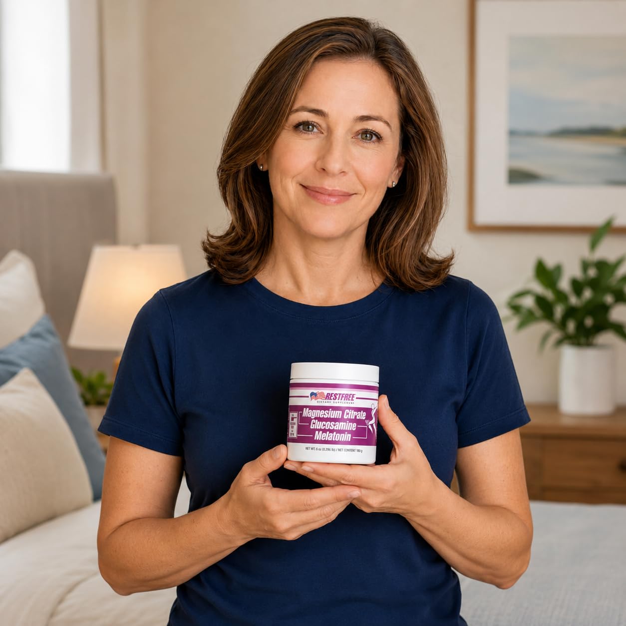 RESTFREE Sleep, Relaxation & Joint Wellness Supplement with Magnesium Citrate, Melatonin & Glucosamine Powder 6 Ounce