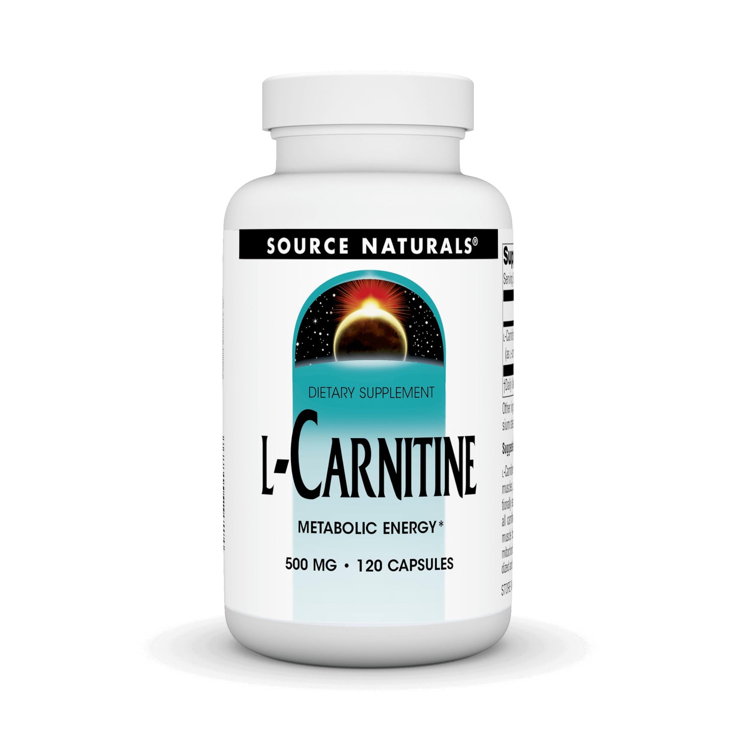 Source Naturals L-Carnitine 500 mg for Metabolic Energy, 120 Capsules