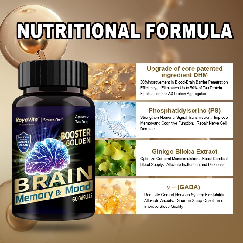 RoyaVita Smarto-One Brain Nutrition Proprietary Blend (DHMP) Nootropic Brain Supplement Capsules 180
