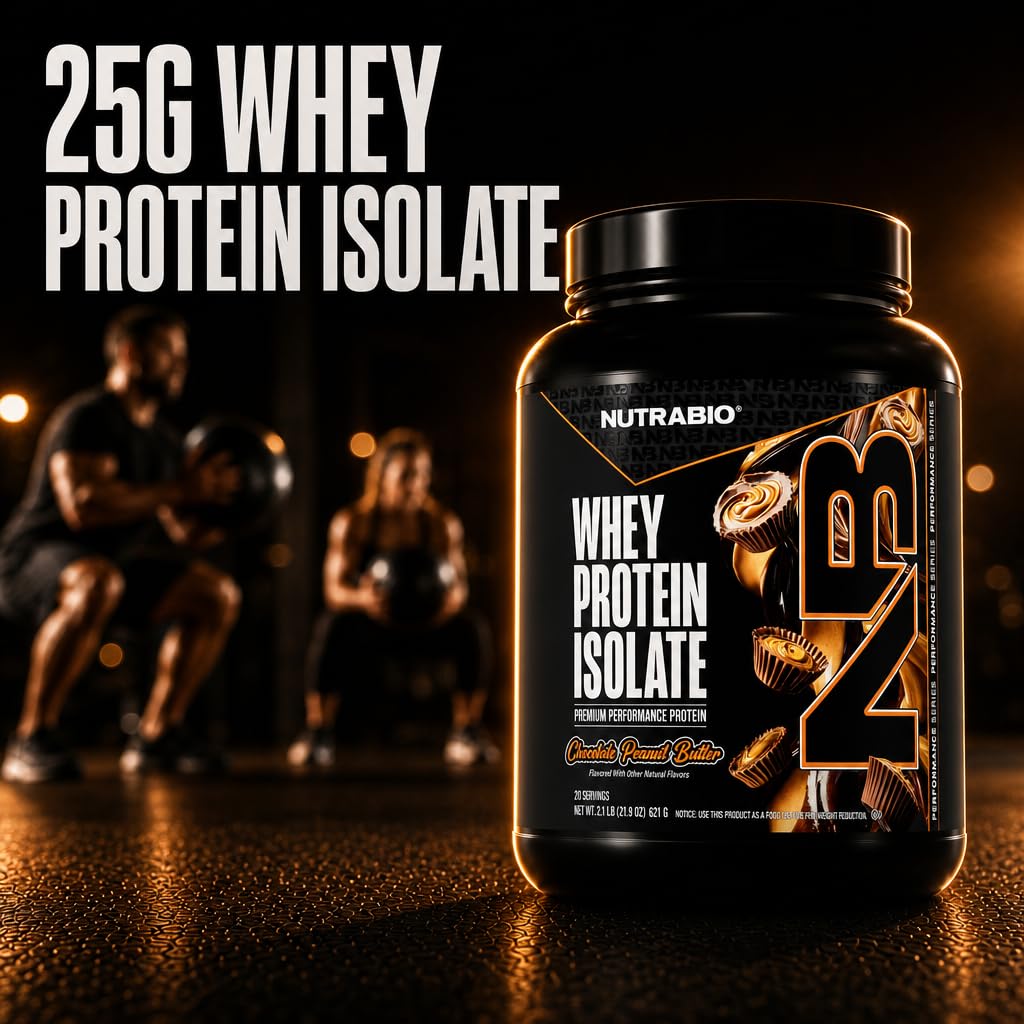 NutraBio 100% Whey Protein Isolate Protein Powder Alpine Vanilla, 20 Servings