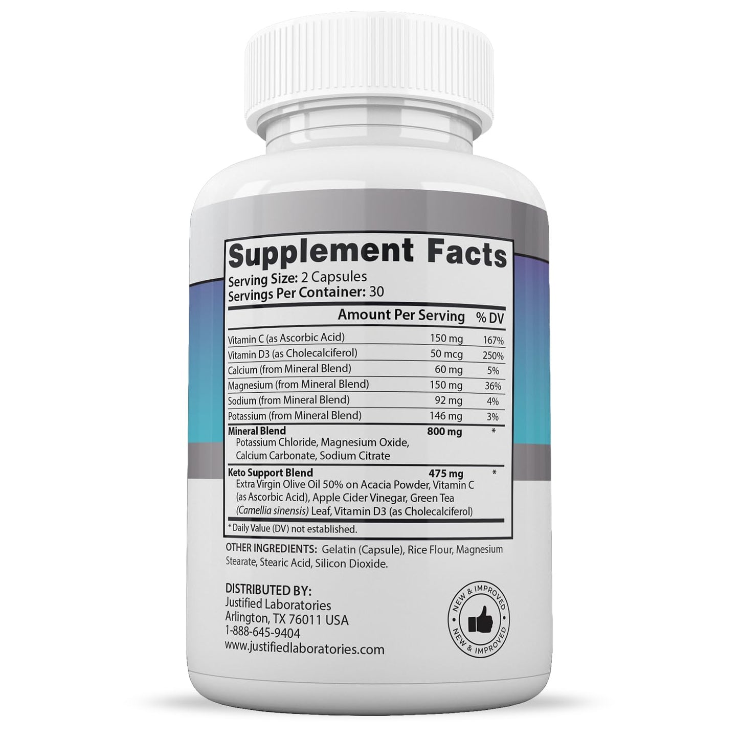 Justified Laboratories Ketogenix Keto Pills 1275MG Capsules, 60 Count