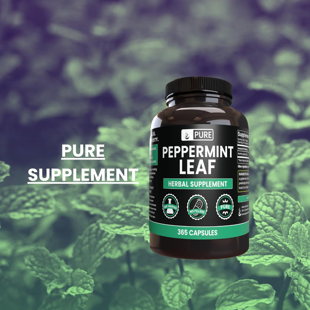 PURE ORIGINAL INGREDIENTS Peppermint Leaf Capsules 365
