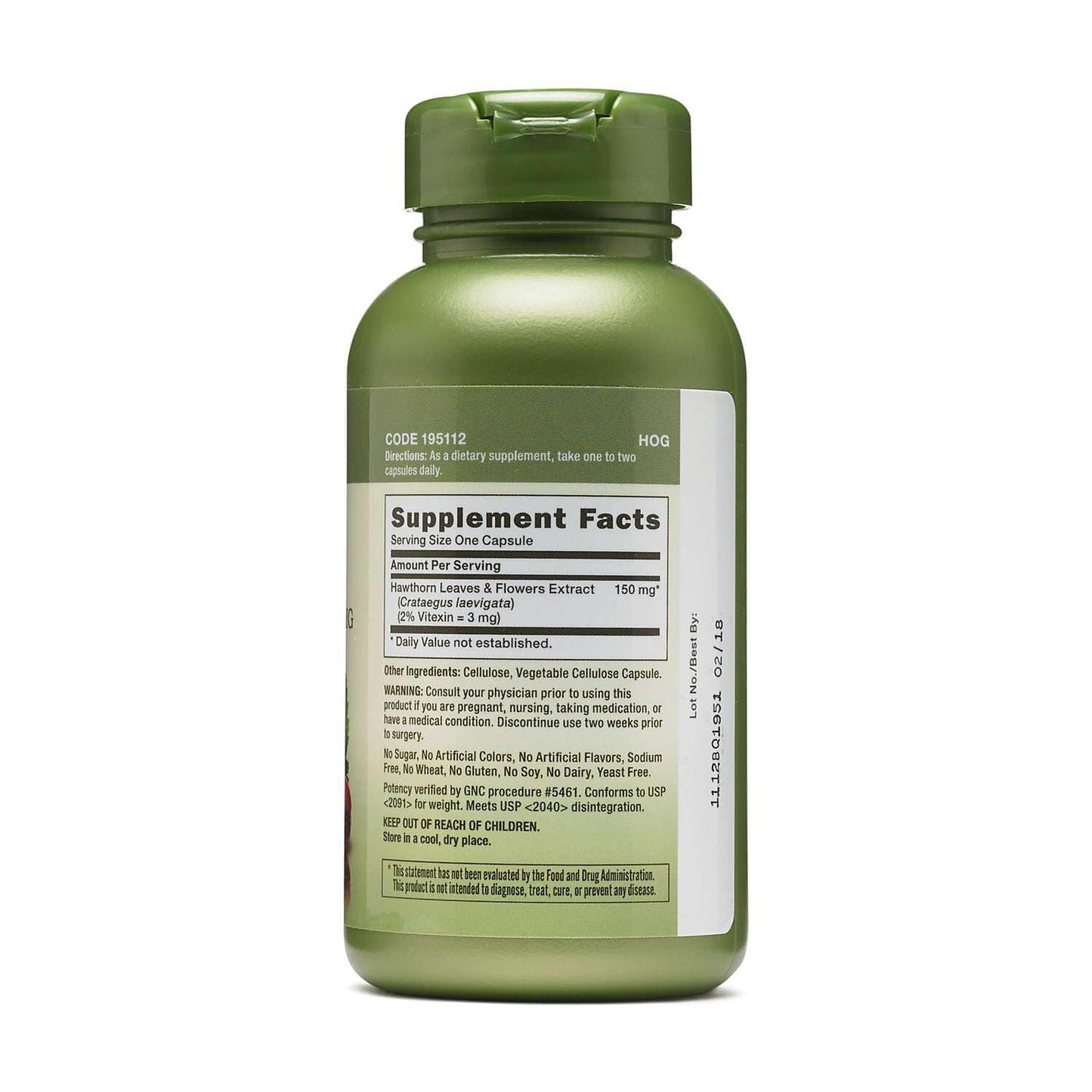 GNC Herbal Plus Hawthorn Extract 150mg Capsules 100 Count