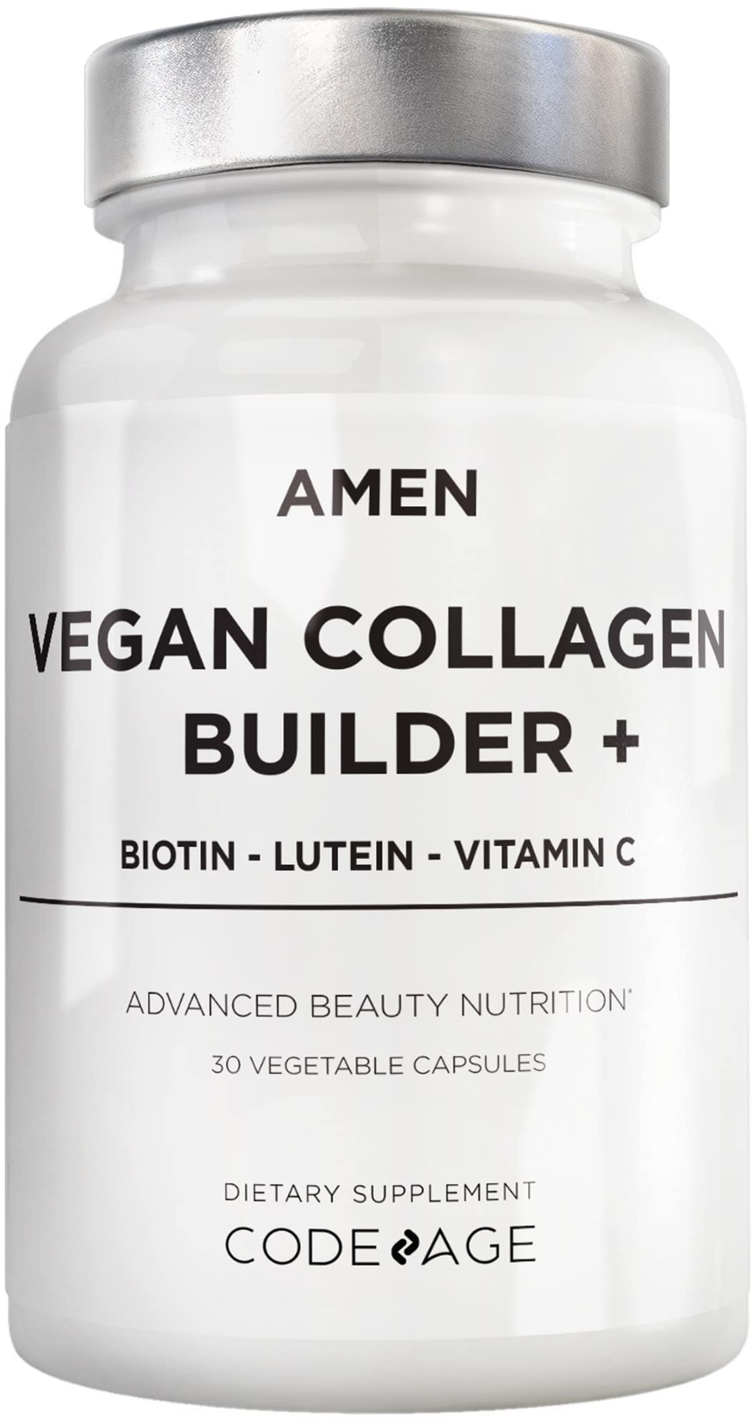 Amen Plant-Based Vegan Collagen Builder Supplement Capsules, 30 Capsules