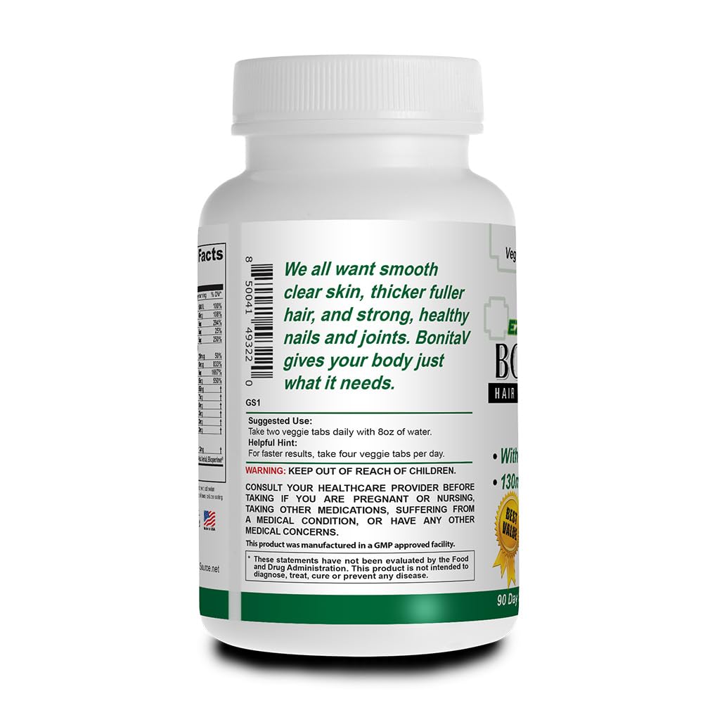 Essential Source Bonita V Vegan Hair, Nails and Skin Vitamins for Women Tablets 180 Count