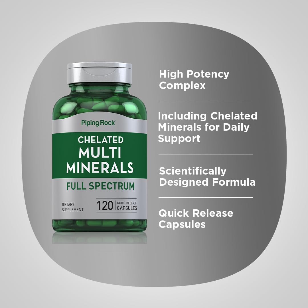 Piping Rock Mega Multi Mineral Chelated Supplement Capsule 120 Count