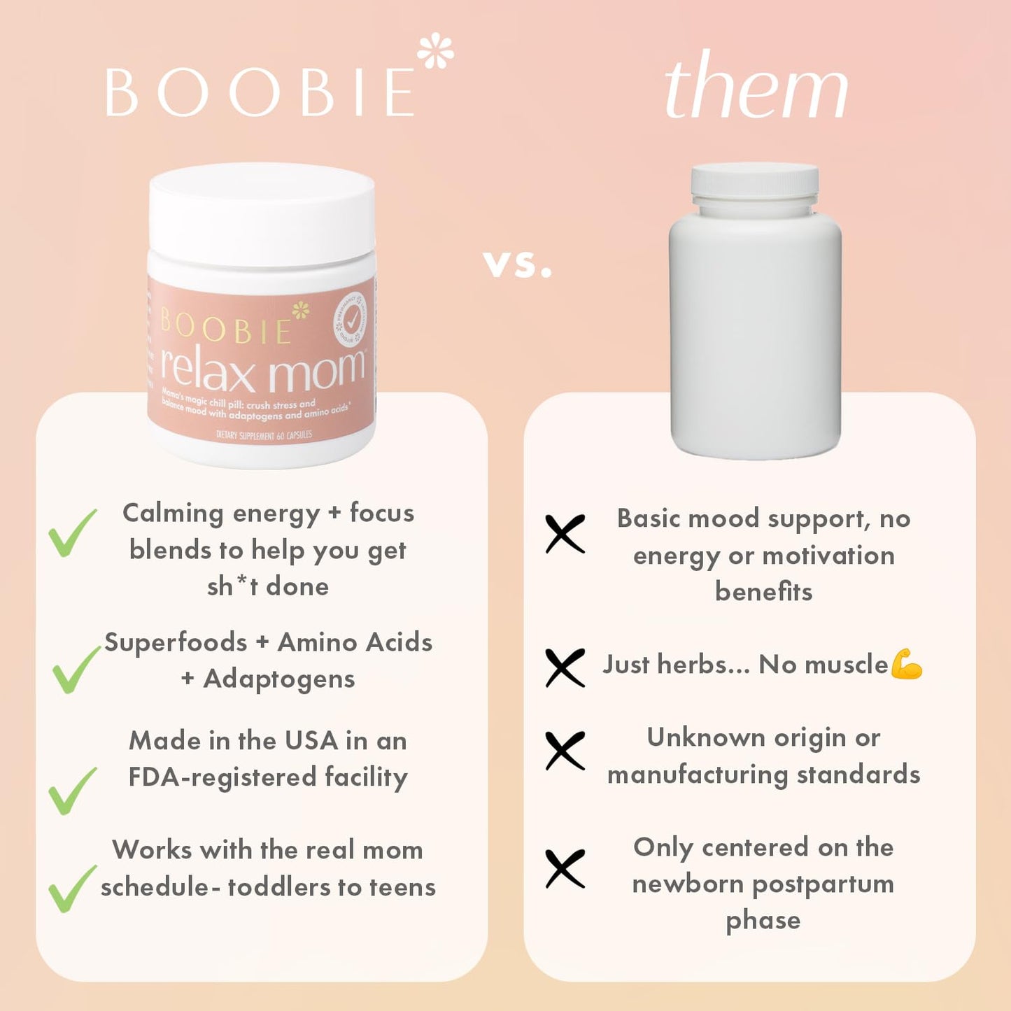 Boobie Brands Relax Mom Pregnancy & Postpartum Stress Support for Women Capsule 60