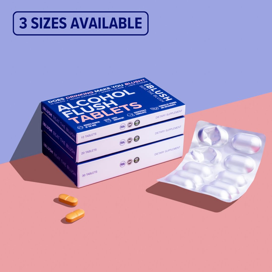 iBLUSH Alcohol Flush Tablets Capsules 10
