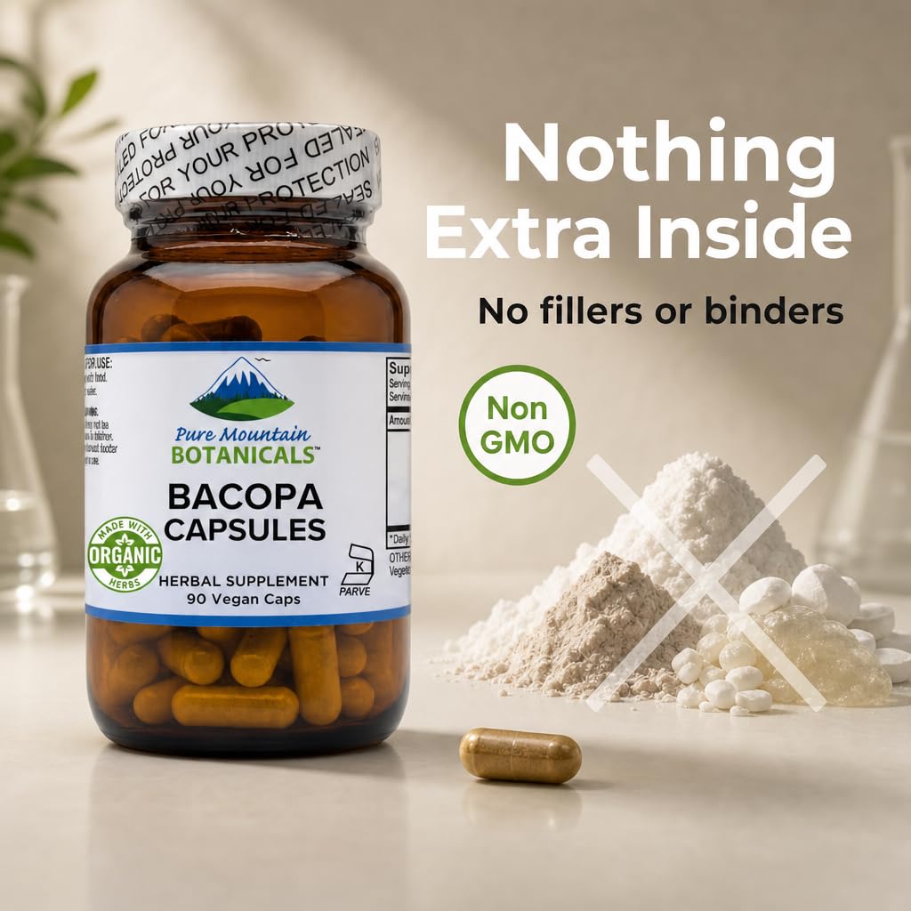 Pure Mountain Botanicals Bacopa Monnieri Capsules 90 Count