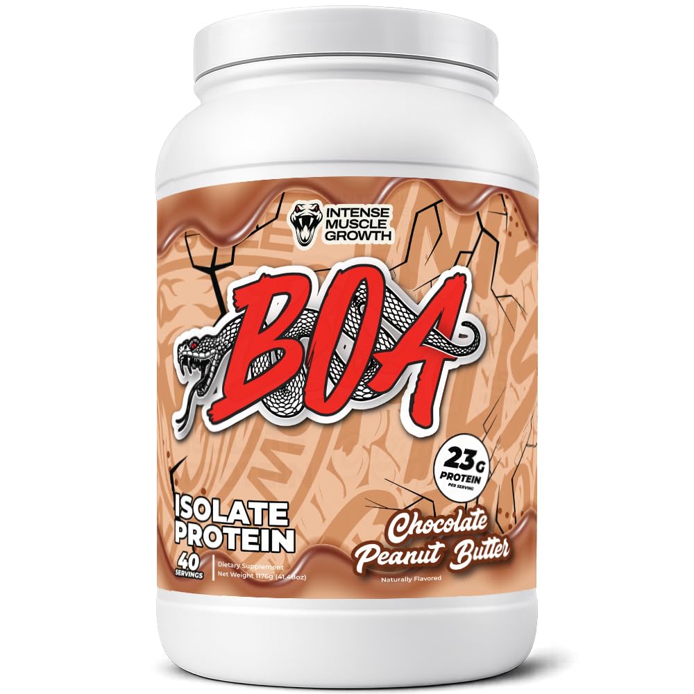 BOA Whey Protein Isolate Powder with Vitamin B6 and Zinc, Chocolate Peanut Butter, 40 Servings