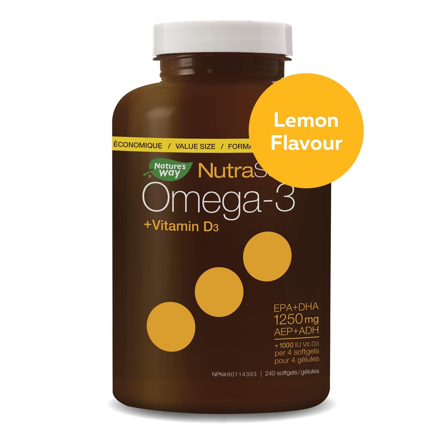 Nature's Way Nutra Sea Omega-3 Plus Vitamin D Capsules, 240 Capsules