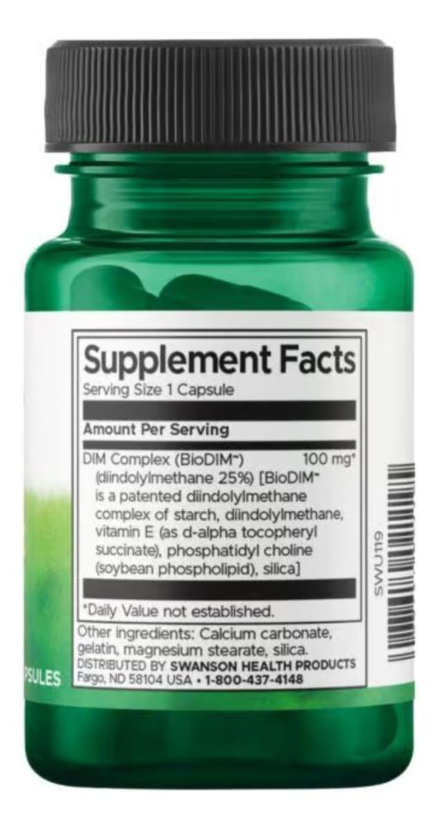 Swanson Ultra Dim Complex (Diindolylmethane) 100 Milligrams, 30 Capsules