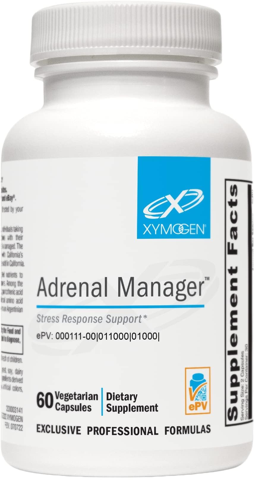 XYMOGEN Adrenal Manager Adrenal Health Supplement for Everyday Stress Support 60 Capsules