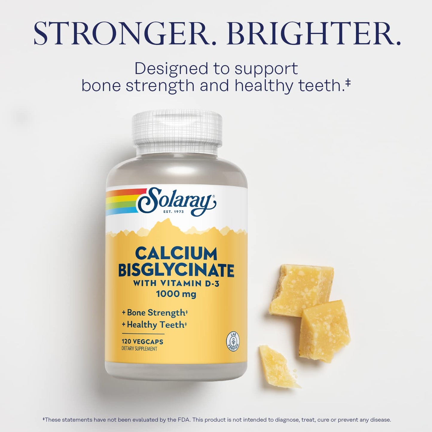 Solaray Calcium Bisglycinate Supplement 1000mg Capsules, 120 Count