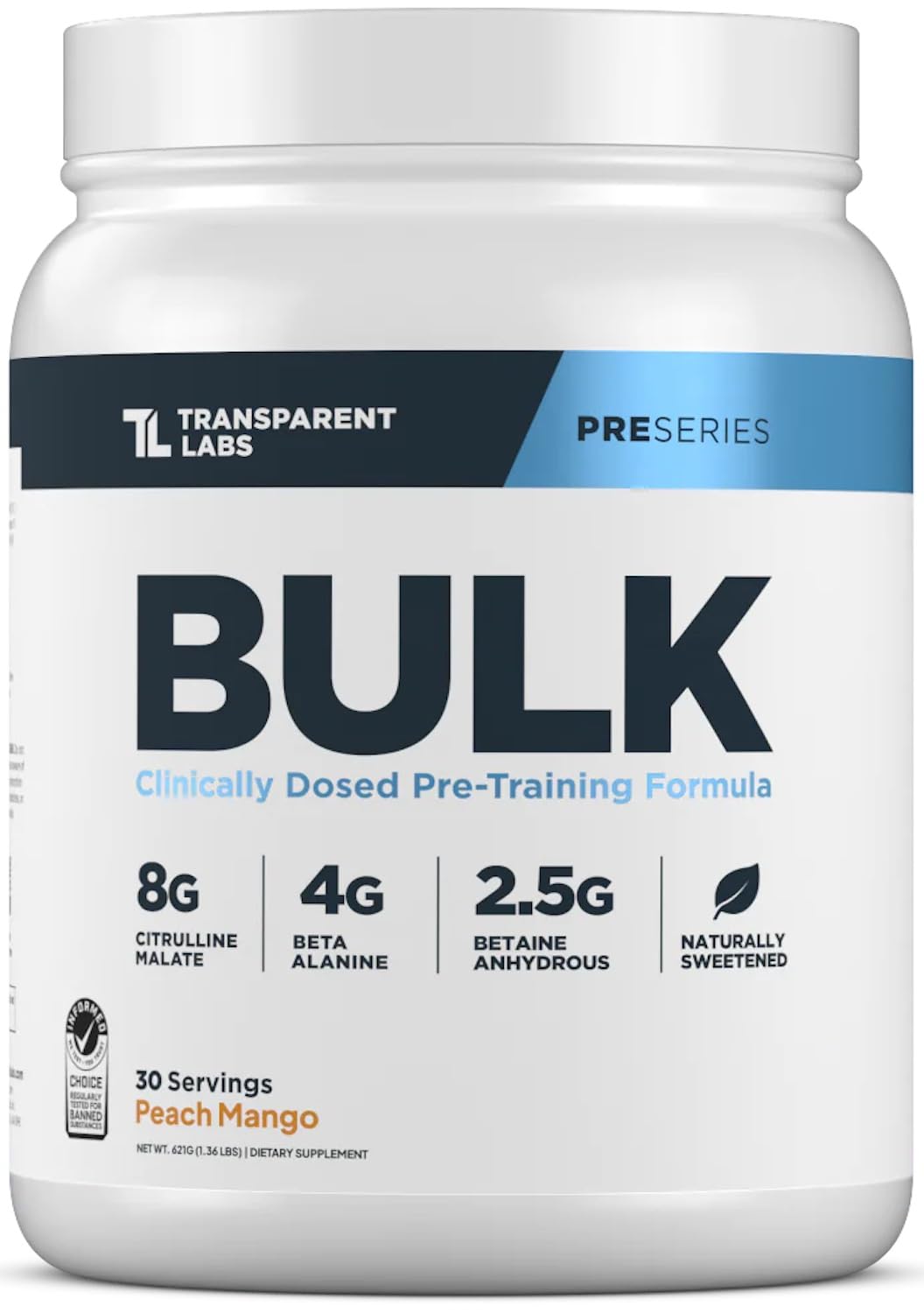Transparent Labs Bulk Pre Workout Powder 30 Servings