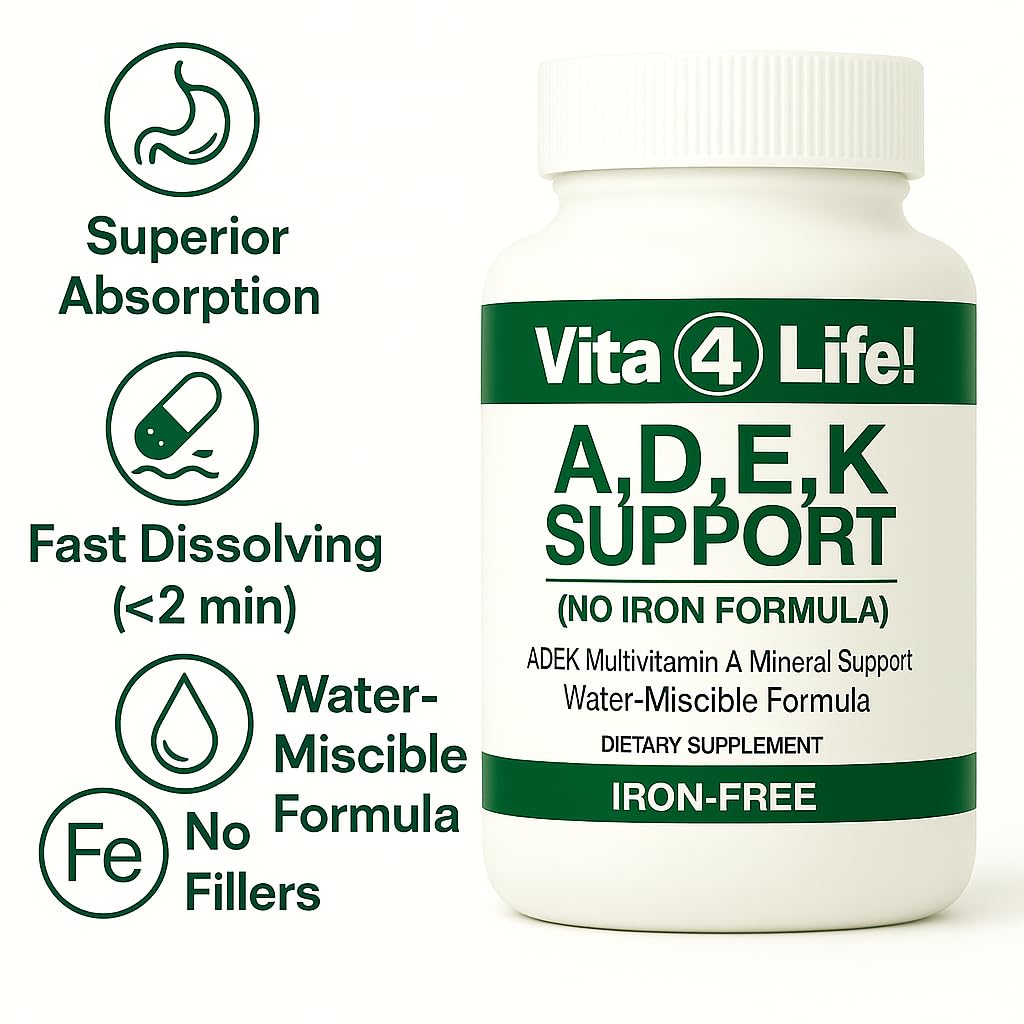 Vita4Life ADEK Fat Soluble Vitamins A D E K Capsule 60 Count