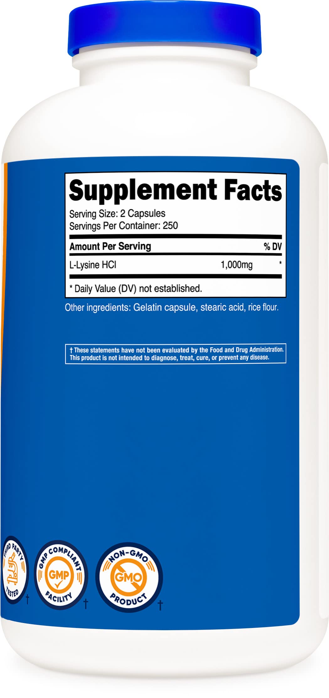 Nutricost L-Lysine Capsules, 500 mg, 3 Bottles