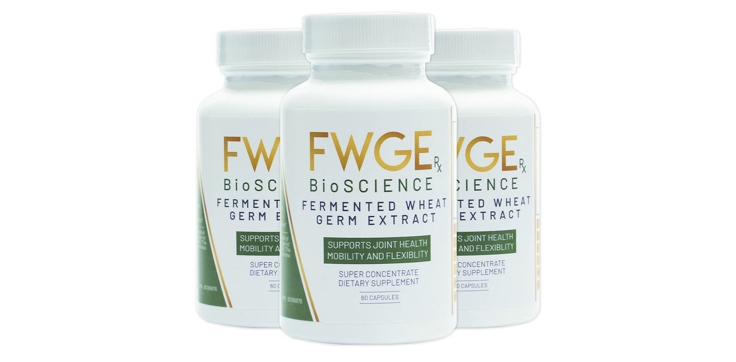 FWGE Rx BioSCIENCE Spermidine Joint Health Premium Fermented Wheat Germ Extract, Mobility, Flexibility, Inflammation, Cell Health, Non-GMO, Gluten-Free, Sugar-Free, Vegan, Natural, Capsules, 60