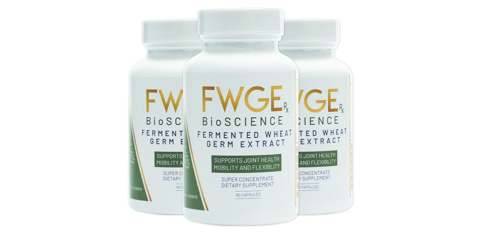 FWGE Rx BioSCIENCE Spermidine Joint Health Premium Fermented Wheat Germ Extract, Mobility, Flexibility, Inflammation, Cell Health, Non-GMO, Gluten-Free, Sugar-Free, Vegan, Natural, Capsules, 60