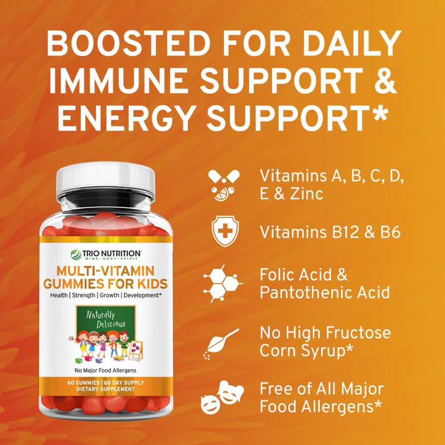 TRIO NUTRITION Premium Kids Multivitamin Gummies, 60 Count