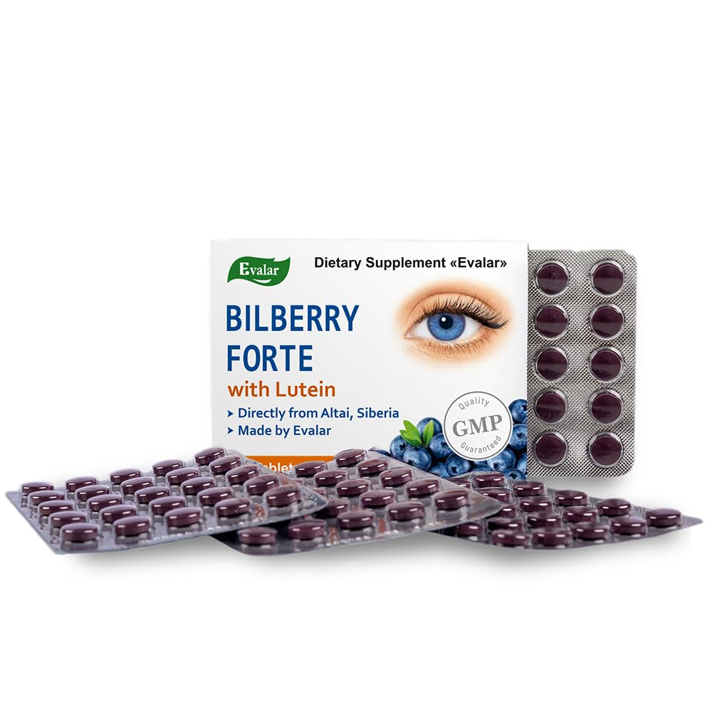 Evalar Blueberry Bilberry Forte with Lutein Tablet, 100 Tablets