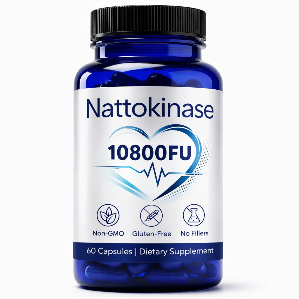 ZRRTXV Nattokinase 10800 FU Ultimate Nattokinase Supplement Organic Natural Support Heart Health Vegan Gluten Free Capsules 60 Count