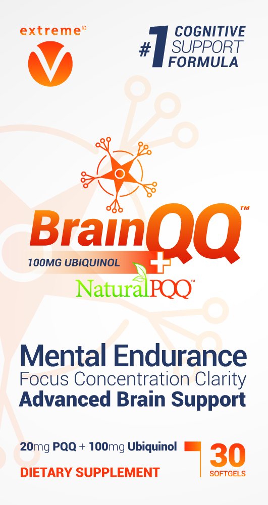 Extreme V, Inc. BrainQQ Get Smart! Enhanced High Absorption Nootropic Brain Formula with Ubiquinol (QH) 100mg + Natural PQQ 20mg 1 Softgel