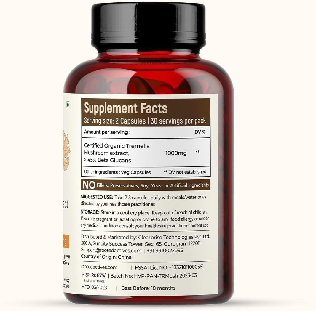 Generic Tremella Mushroom Extract Capsules 60 Count