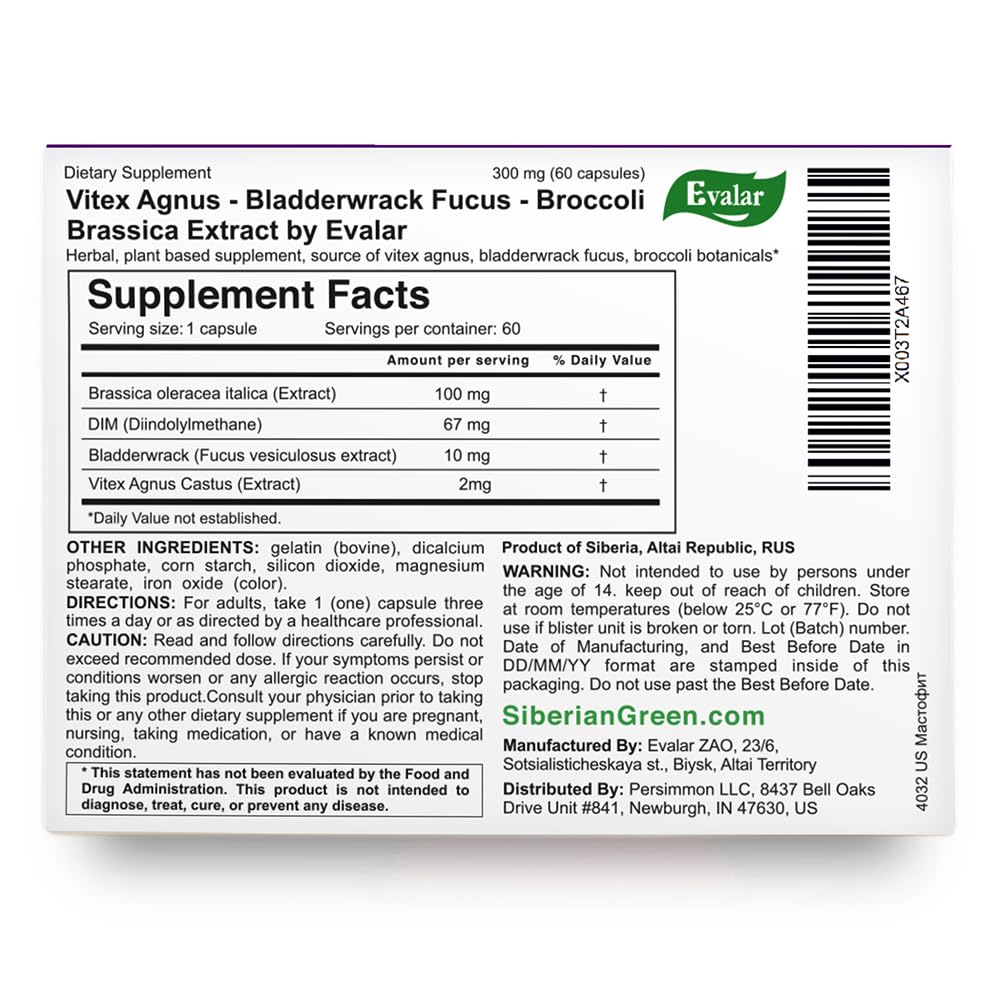 Evalar Vitex Chaste Tree Bladderwrack Fucus Extract Mastofit Herb Tablet 60 Count