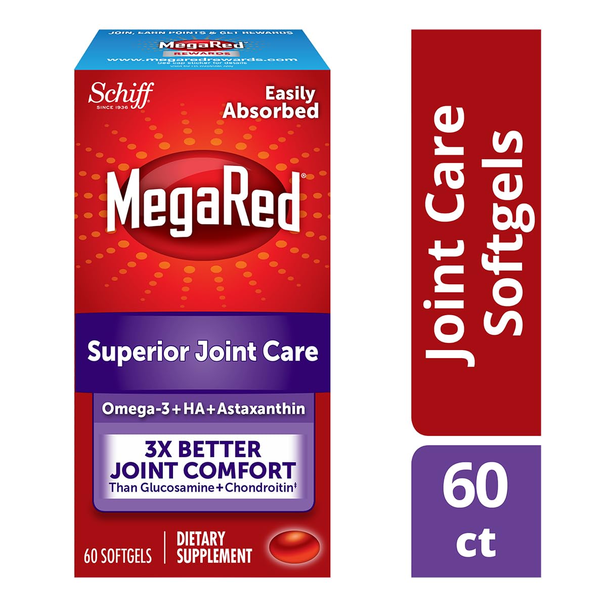 Schiff MegaRed 353mg Omega-3 Krill Oil Joint Care Supplement Softgels 60 Count