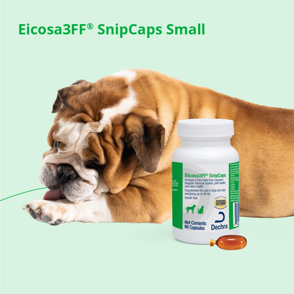 Eicosa3FF SnipCaps Omega 3 Free Fatty Acid Capsules for Dogs and Cats, 60 Count