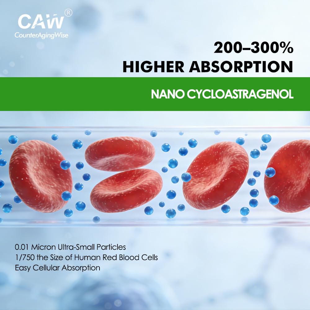 CAW Nano Cycloastragenol 98% 5 mg Enteric-Coated Vegetarian Capsules, 30 Count