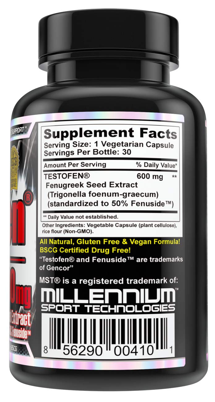 MST Testofen Fenugreek Seed Extract Standardized to 50% Fenuside 600 mg Capsule, 30 Count