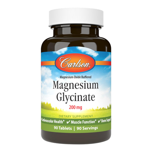 Carlson Buffered Magnesium Glycinate 200 mg Tablets, 90 Count