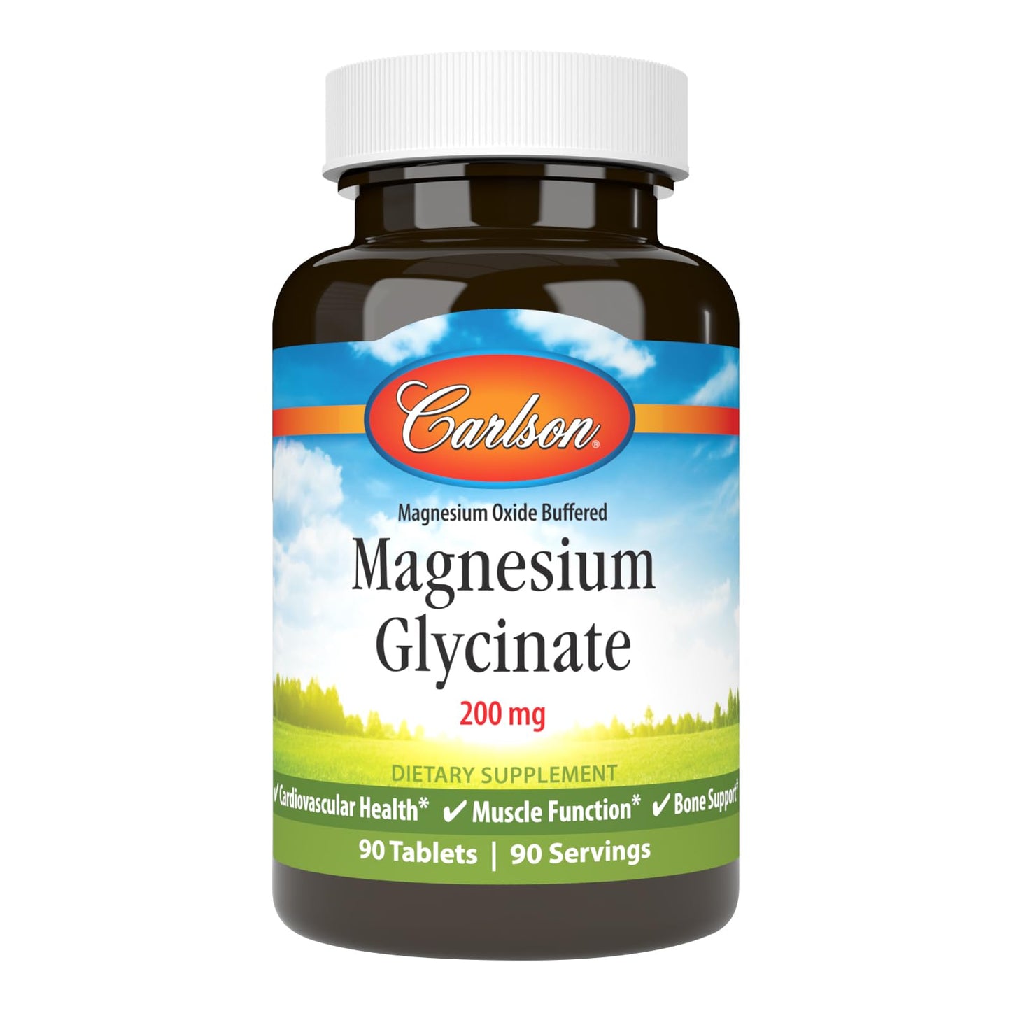 Carlson Chelated Magnesium Glycinate 200 mg Tablets, 90 Count