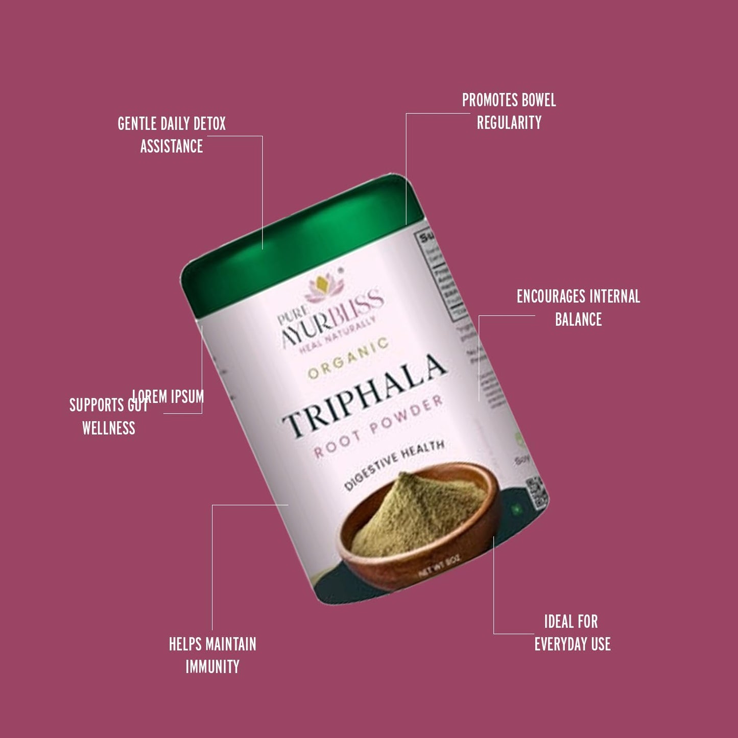 PureAyurbliss Triphala Powder 8 oz