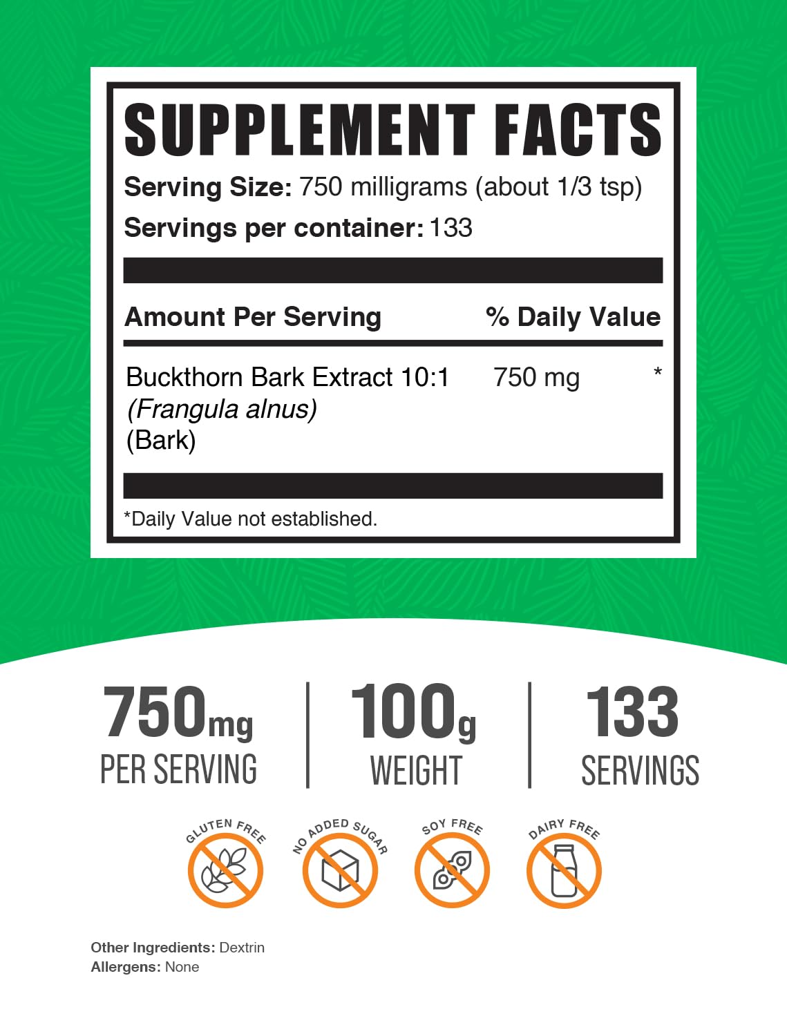 BulkSupplements Buckthorn Bark Extract Powder Powder 3.53 oz