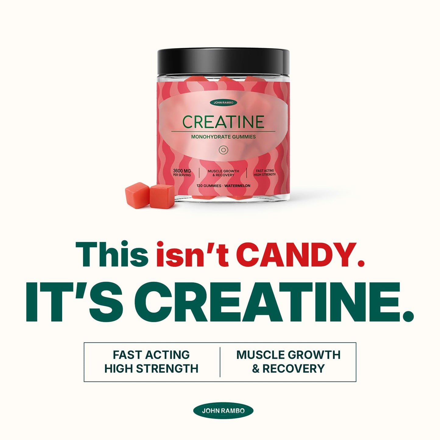 JOHN RAMBO Creatine Monohydrate Gummies 120 Count
