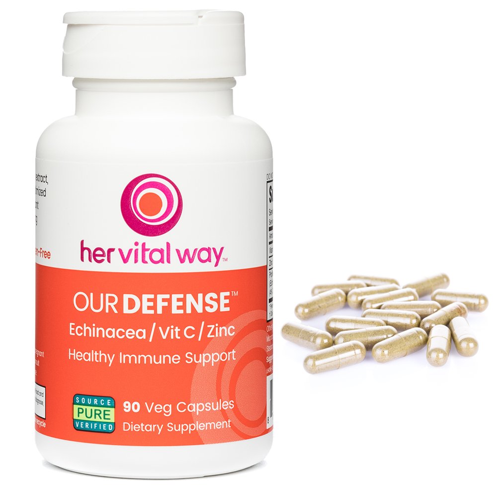 Her Vital Way Our Defense Immune Support Supplement - Echinacea, Vitamin C, and Zinc Supplement - Premium Immune Booster for Adults, 90 Capsules