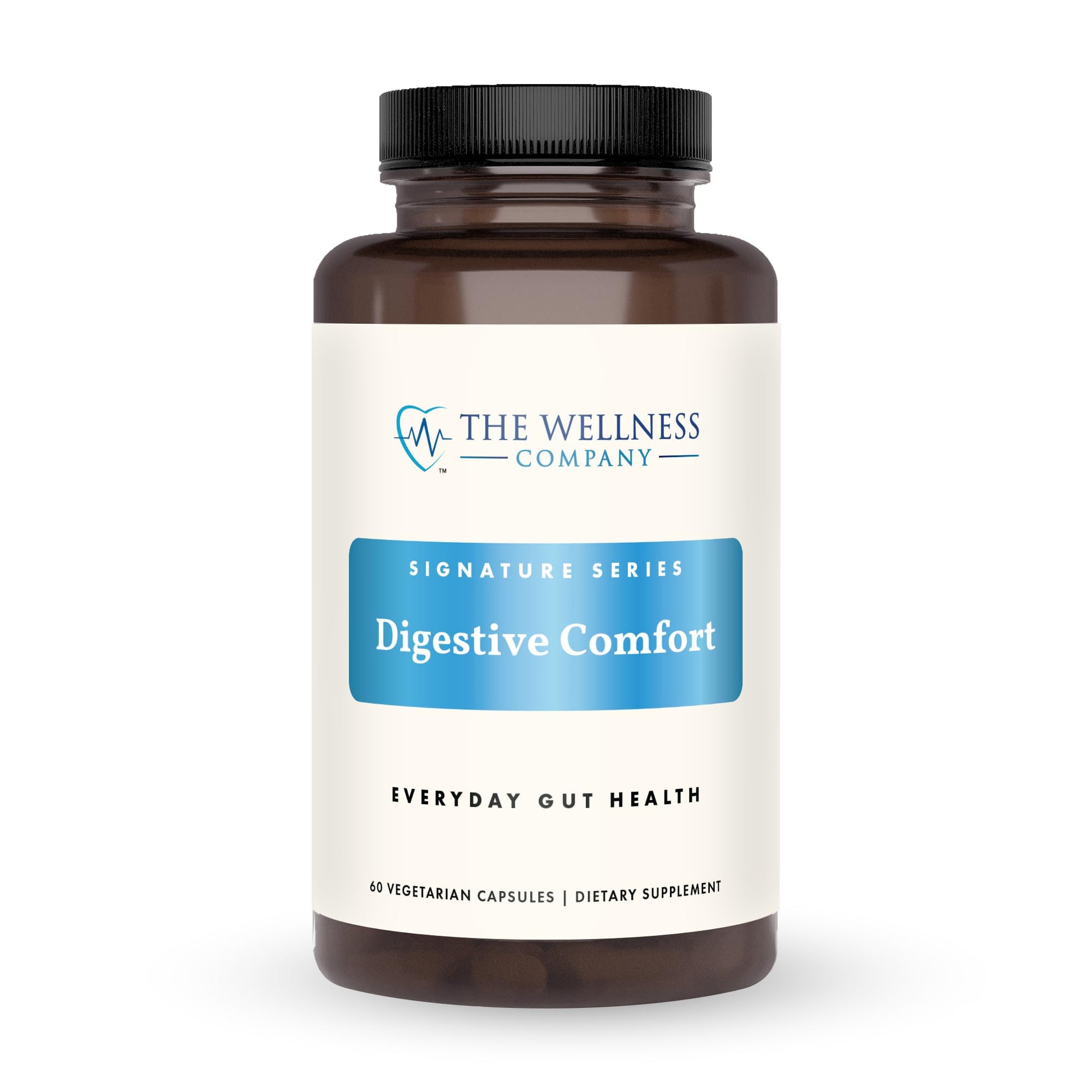The Wellness Company Digestive Comfort - Bloat & Gas Relief, Anti-Heart Burn, IBS, Fast Acting, Gut Health - 5 Enzymes, Peppermint & Ginger Root Capsules, 60 Count
