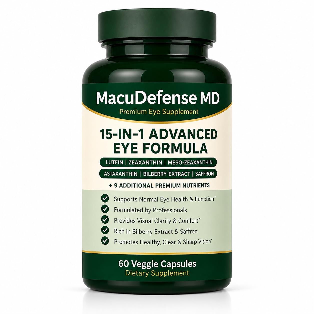Nichalous Macudefense MD 15-in-1 Advanced Eye Formula Eye Health Supplement with Lutein, Zeaxanthin & Astaxanthin Vision Support 60 Capsules