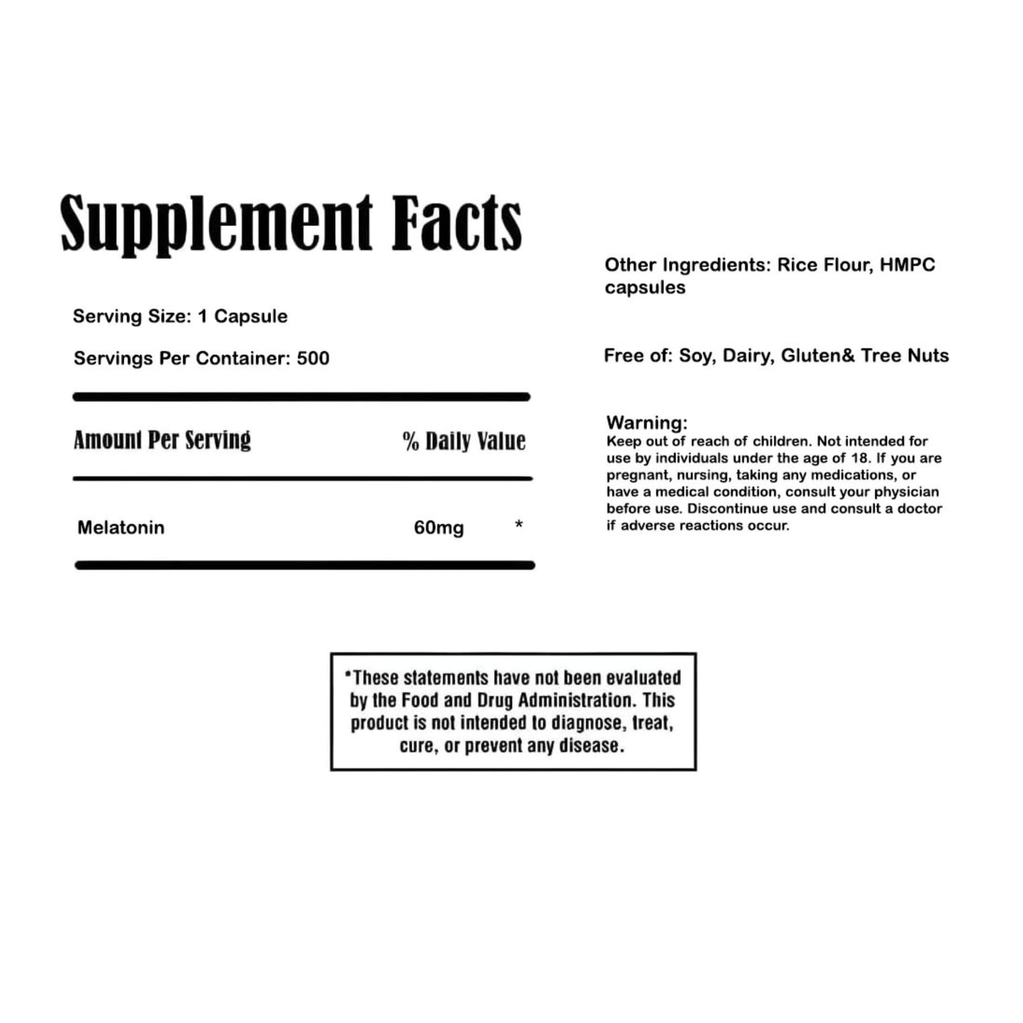 BUY THE CRAVE Melatonin 60mg Extra Strength Capsules, 500 Count