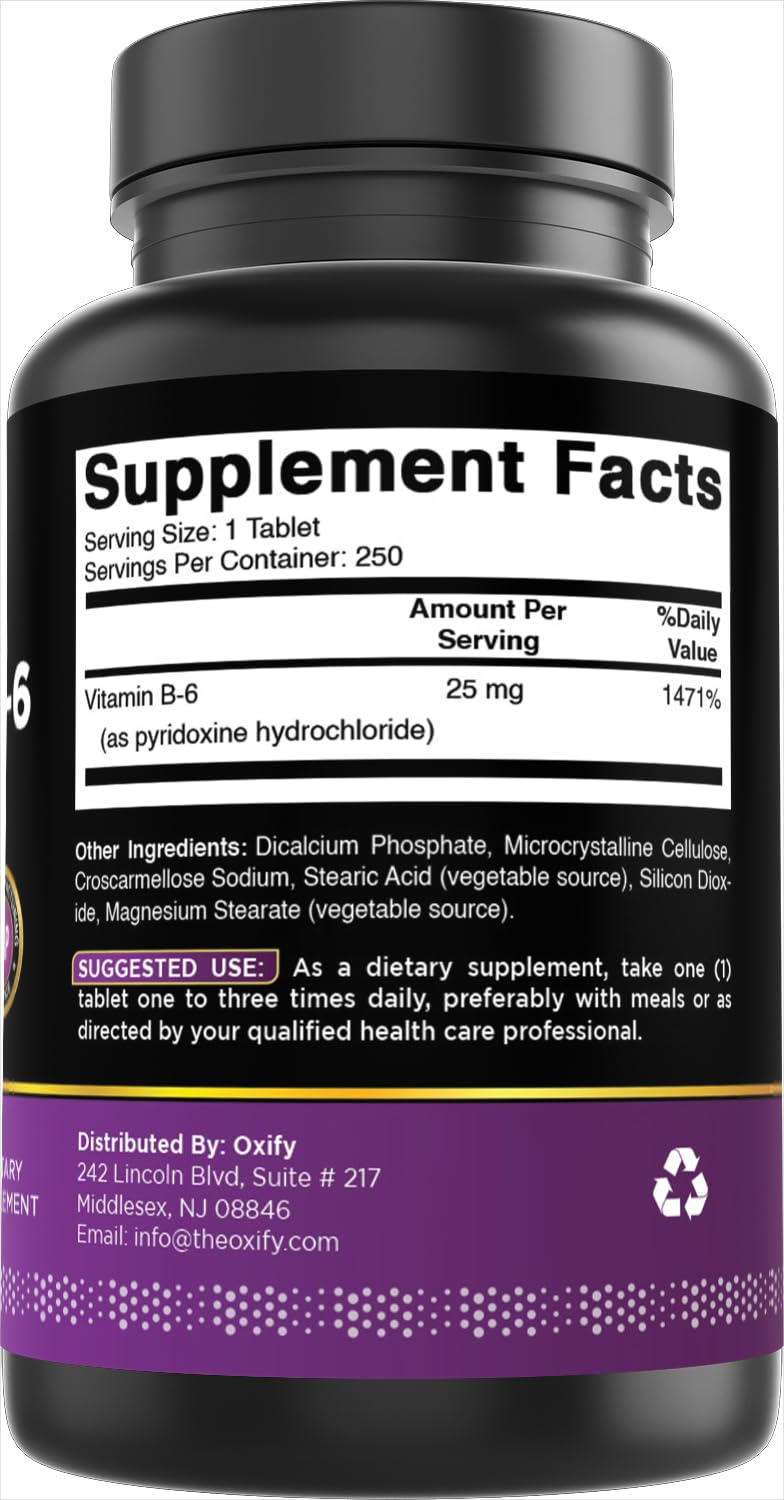 Oxify Vitamin B-6 25mg Tablet, 250 Tablets