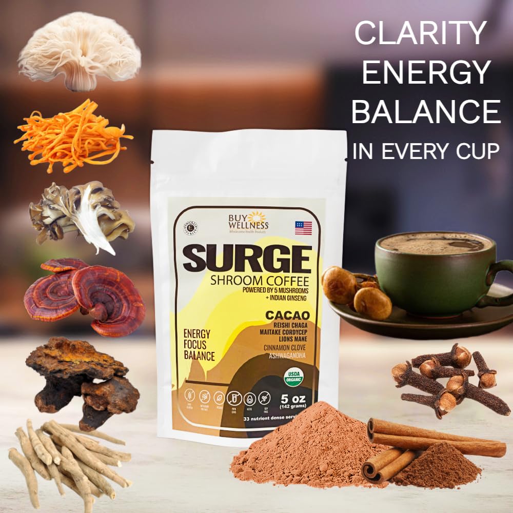 Buy Wellness SURGE 5 Mushroom Cocoa Drink Powder 5.2911