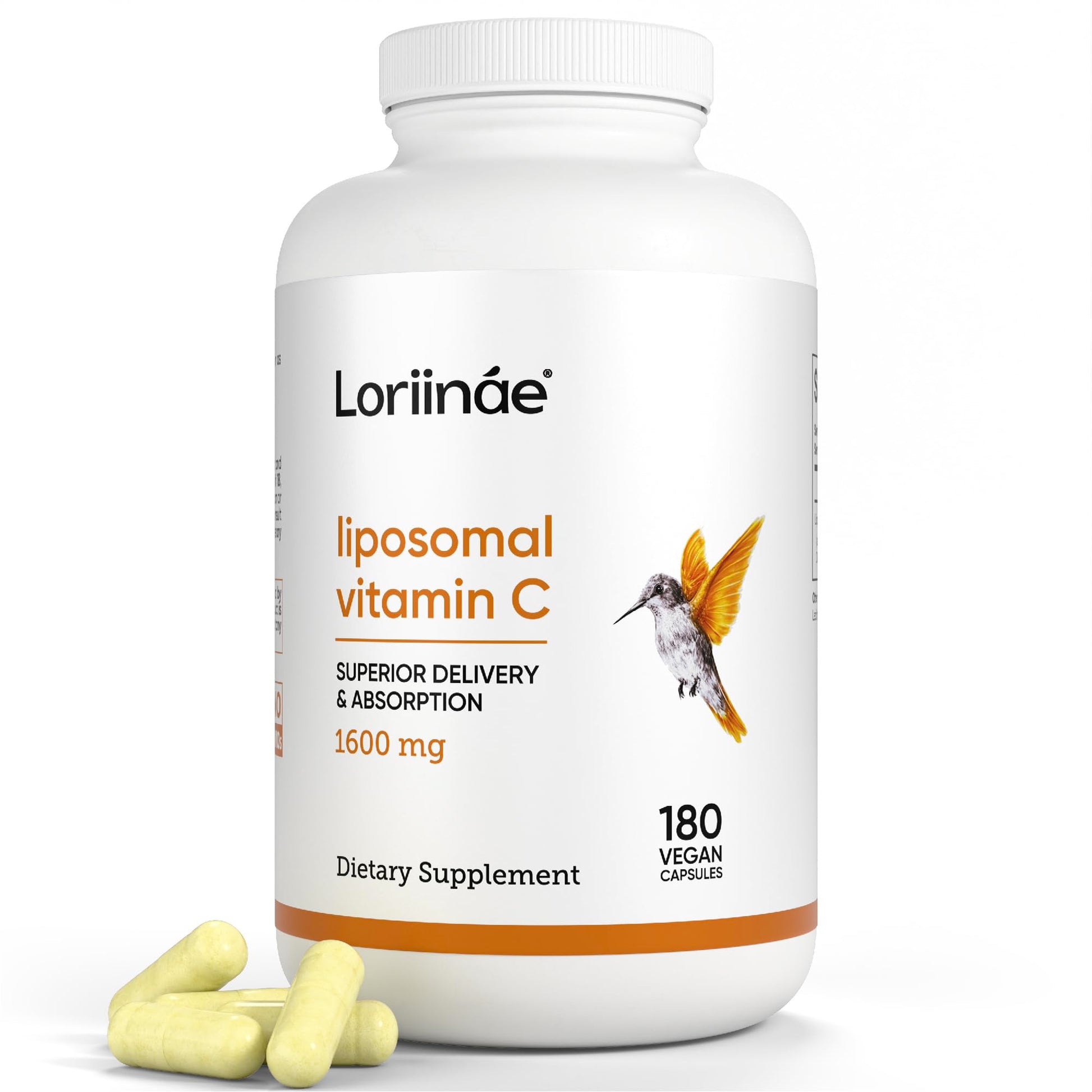 Loriináe Liposomal Vitamin C 1600mg Capsules with Sunflower Lecithin, 180 Capsules