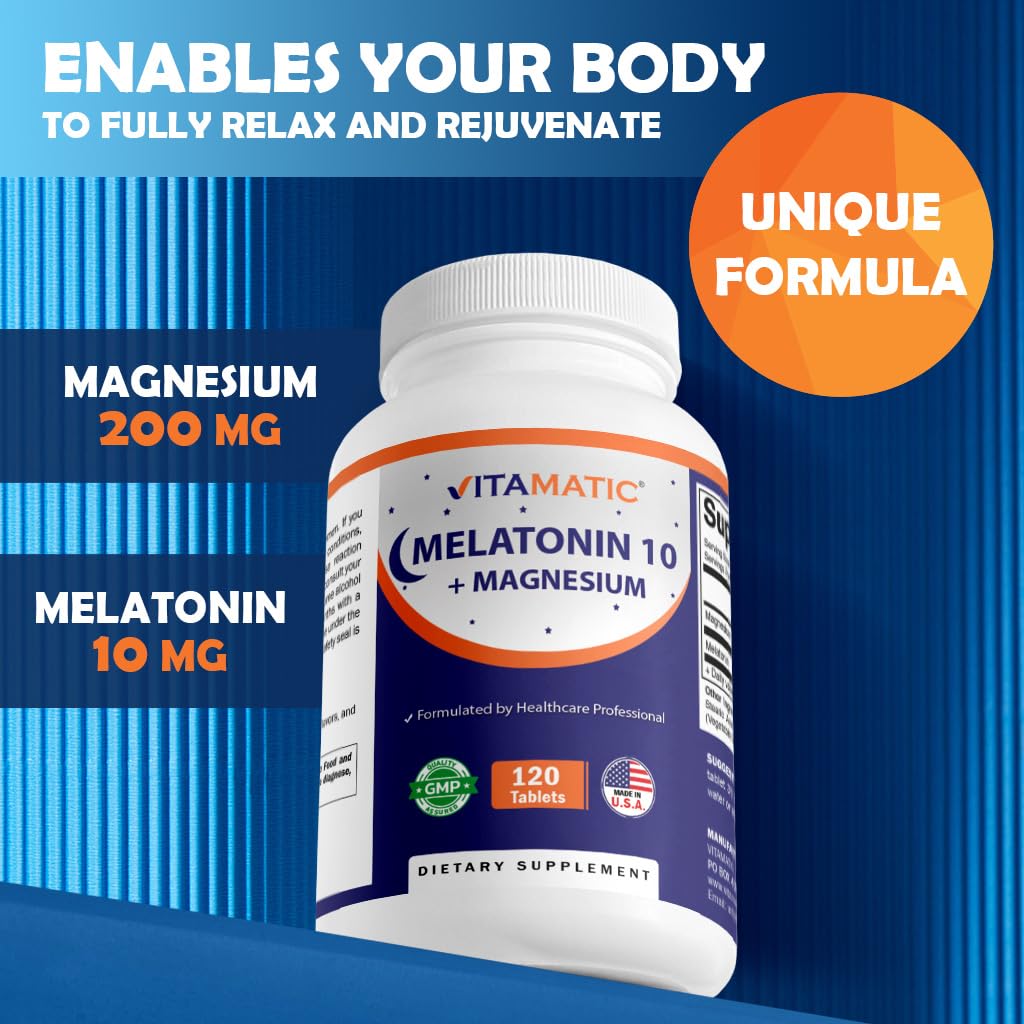 Vitamatic Melatonin 10 mg with Magnesium 200 mg Tablet, 120 Tablets