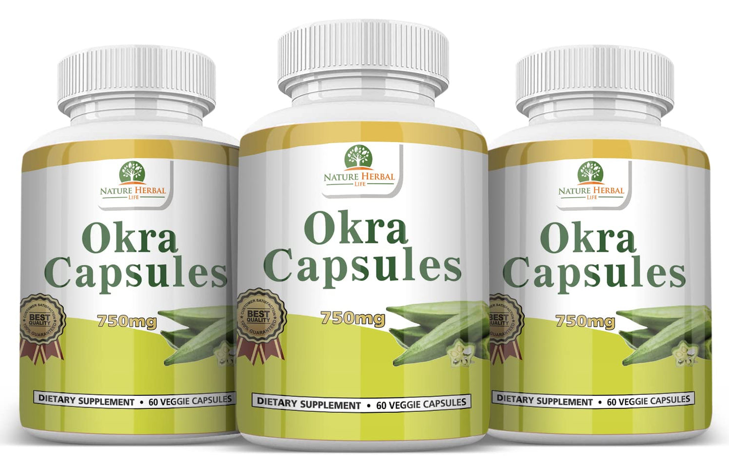 Nature Herbal Life Okra Capsules 750 mg, 60 Capsules